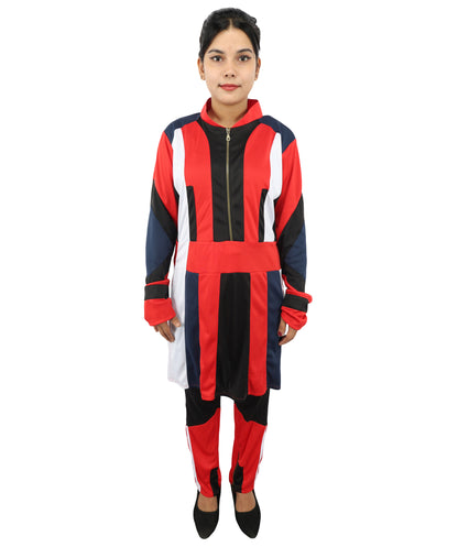 Evie-Inspired Deluxe Girls Costume | Multicolor Dress With Pant | Fantasy Character Outfit for Halloween, Cosplay, Parties & Roleplay