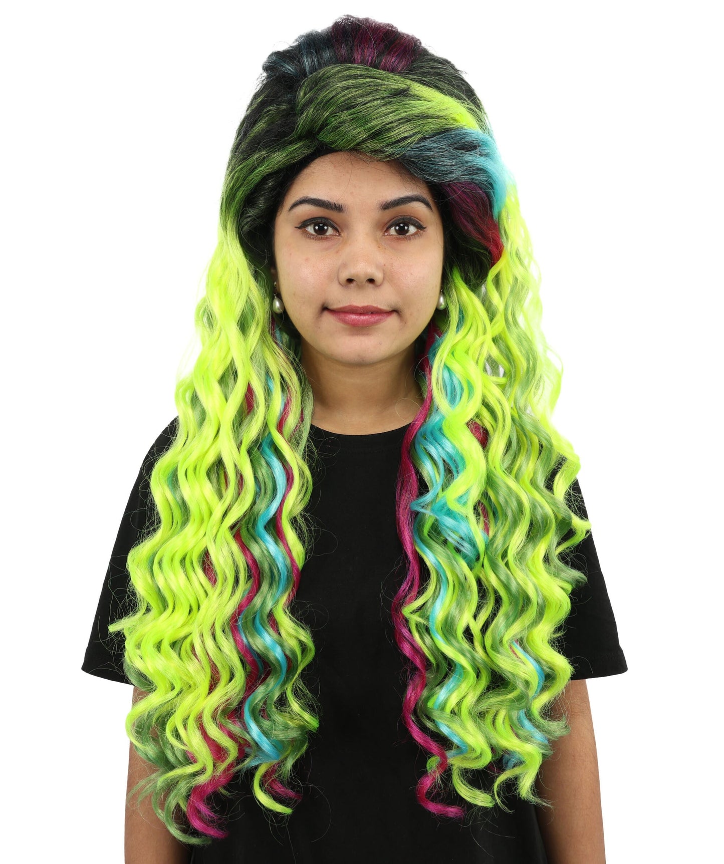 Spring-Iris Rainbow Green Lace Wig | Long Synthetic Hairpiece for Women | Cosplay,  Parties, Festivals, Drag Shows & Photoshoots
