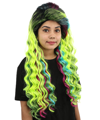 Spring-Iris Rainbow Green Lace Wig | Long Synthetic Hairpiece for Women | Cosplay,  Parties, Festivals, Drag Shows & Photoshoots