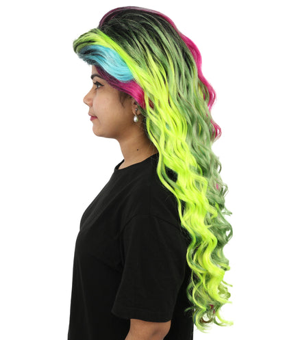 Spring-Iris Rainbow Green Lace Wig | Long Synthetic Hairpiece for Women | Cosplay,  Parties, Festivals, Drag Shows & Photoshoots