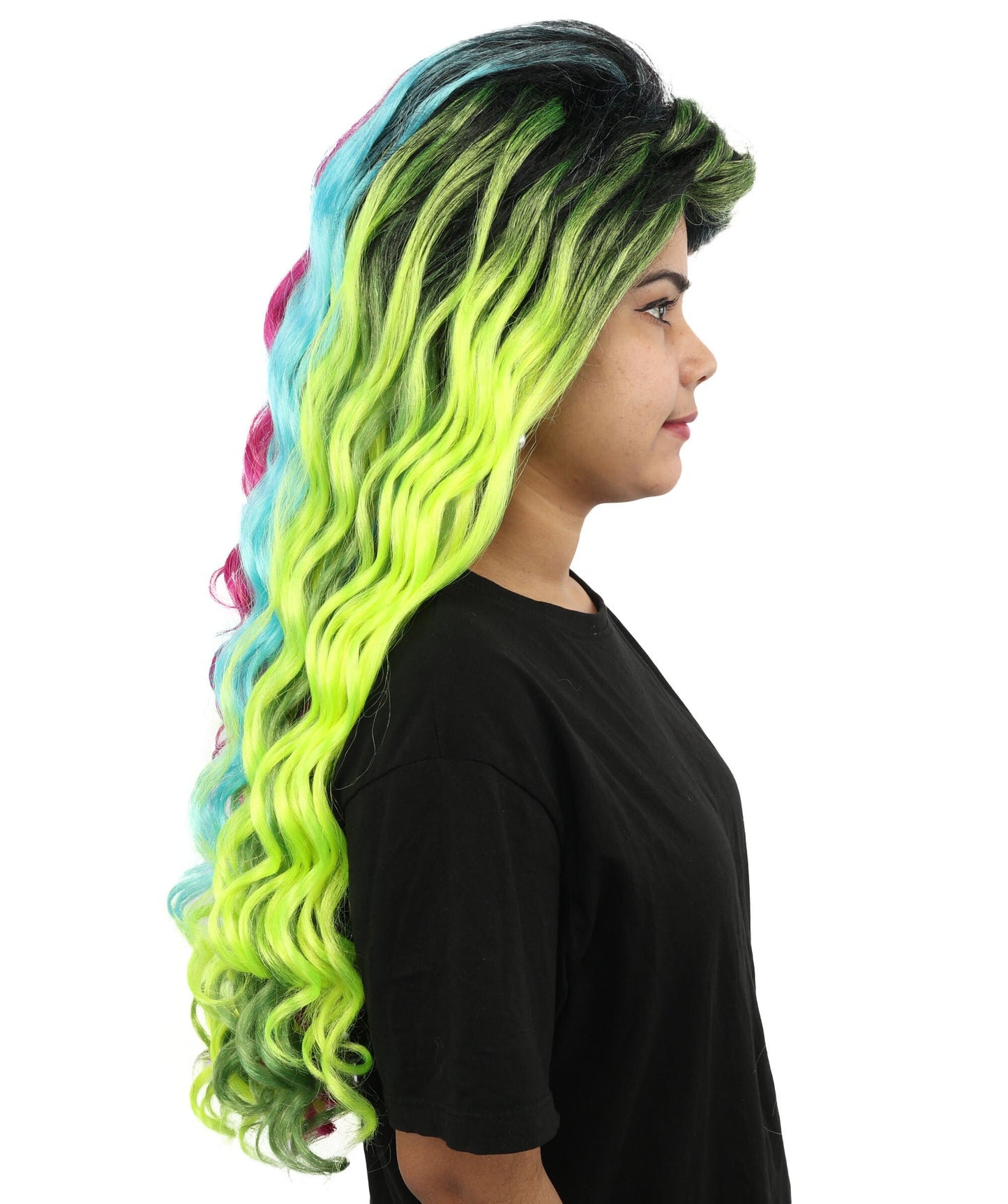 Spring-Iris Rainbow Green Lace Wig | Long Synthetic Hairpiece for Women | Cosplay,  Parties, Festivals, Drag Shows & Photoshoots