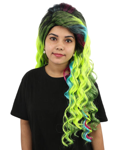 Spring-Iris Rainbow Green Lace Wig | Long Synthetic Hairpiece for Women | Cosplay,  Parties, Festivals, Drag Shows & Photoshoots