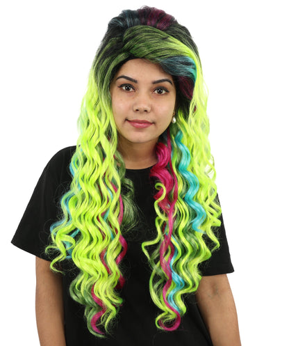 Spring-Iris Rainbow Green Lace Wig | Long Synthetic Hairpiece for Women | Cosplay,  Parties, Festivals, Drag Shows & Photoshoots