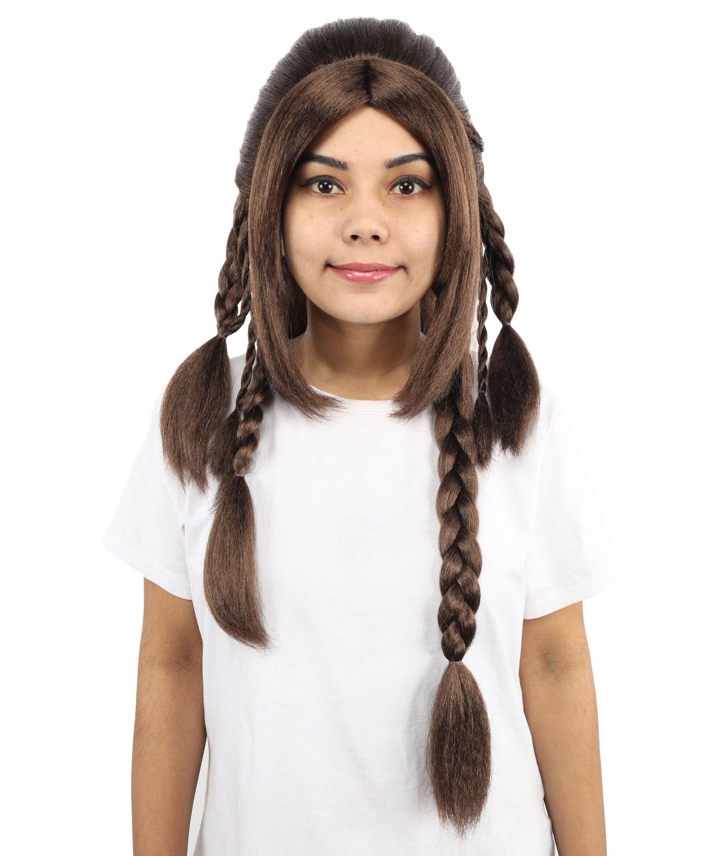 Women’s Mythology-Inspired Wavy Brunette Braided Lace Front Synthetic Wig | Extra Long Cosplay Hairstyle for Halloween, Parties, Stage & Roleplay