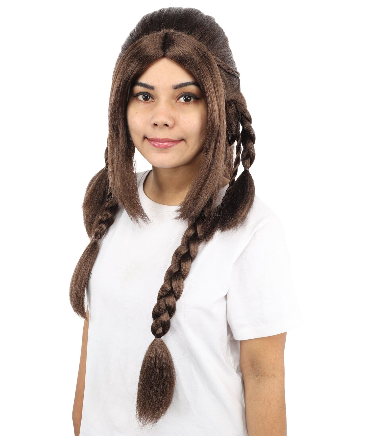 Women’s Mythology-Inspired Wavy Brunette Braided Lace Front Synthetic Wig | Extra Long Cosplay Hairstyle for Halloween, Parties, Stage & Roleplay