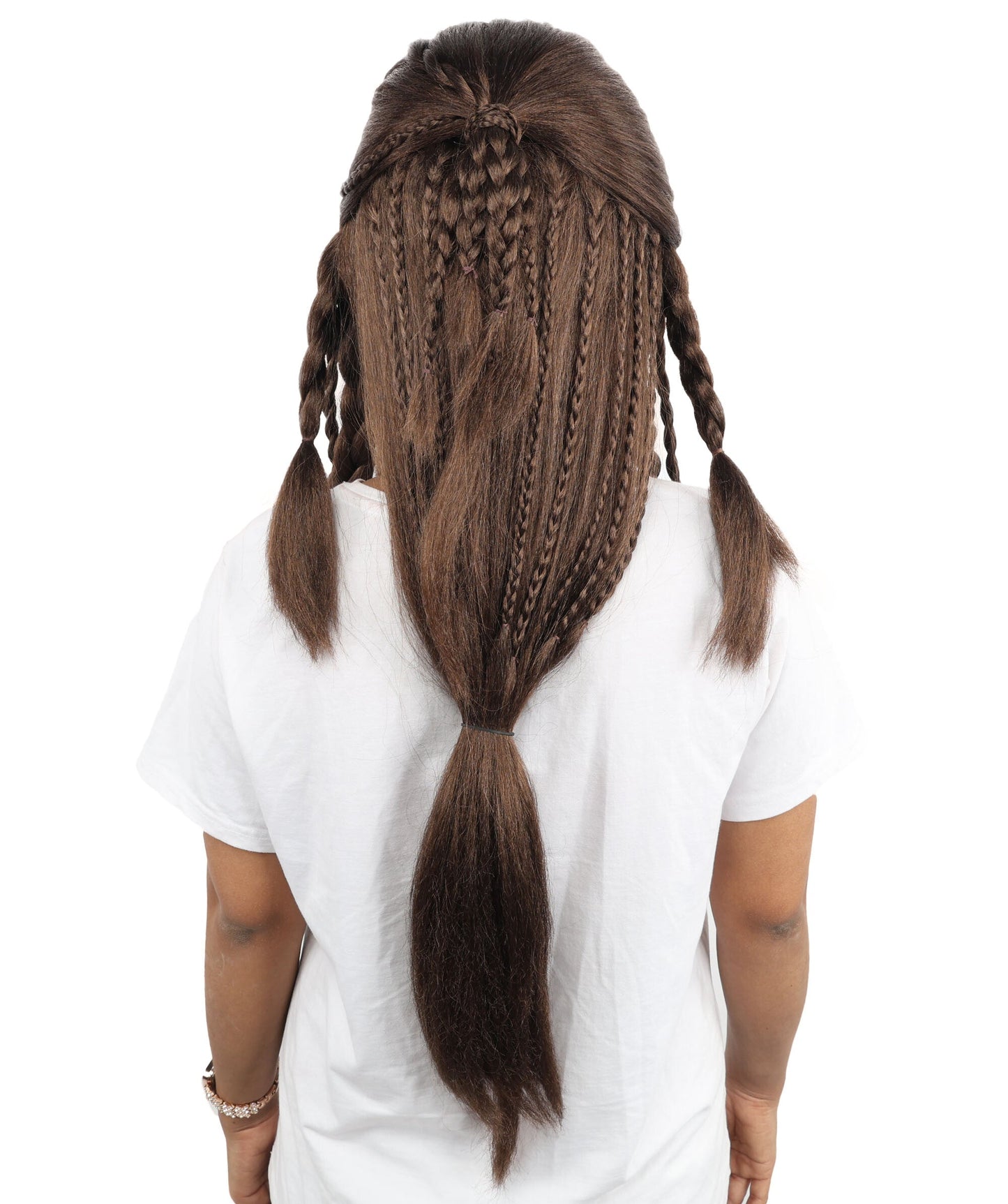Women’s Mythology-Inspired Wavy Brunette Braided Lace Front Synthetic Wig | Extra Long Cosplay Hairstyle for Halloween, Parties, Stage & Roleplay