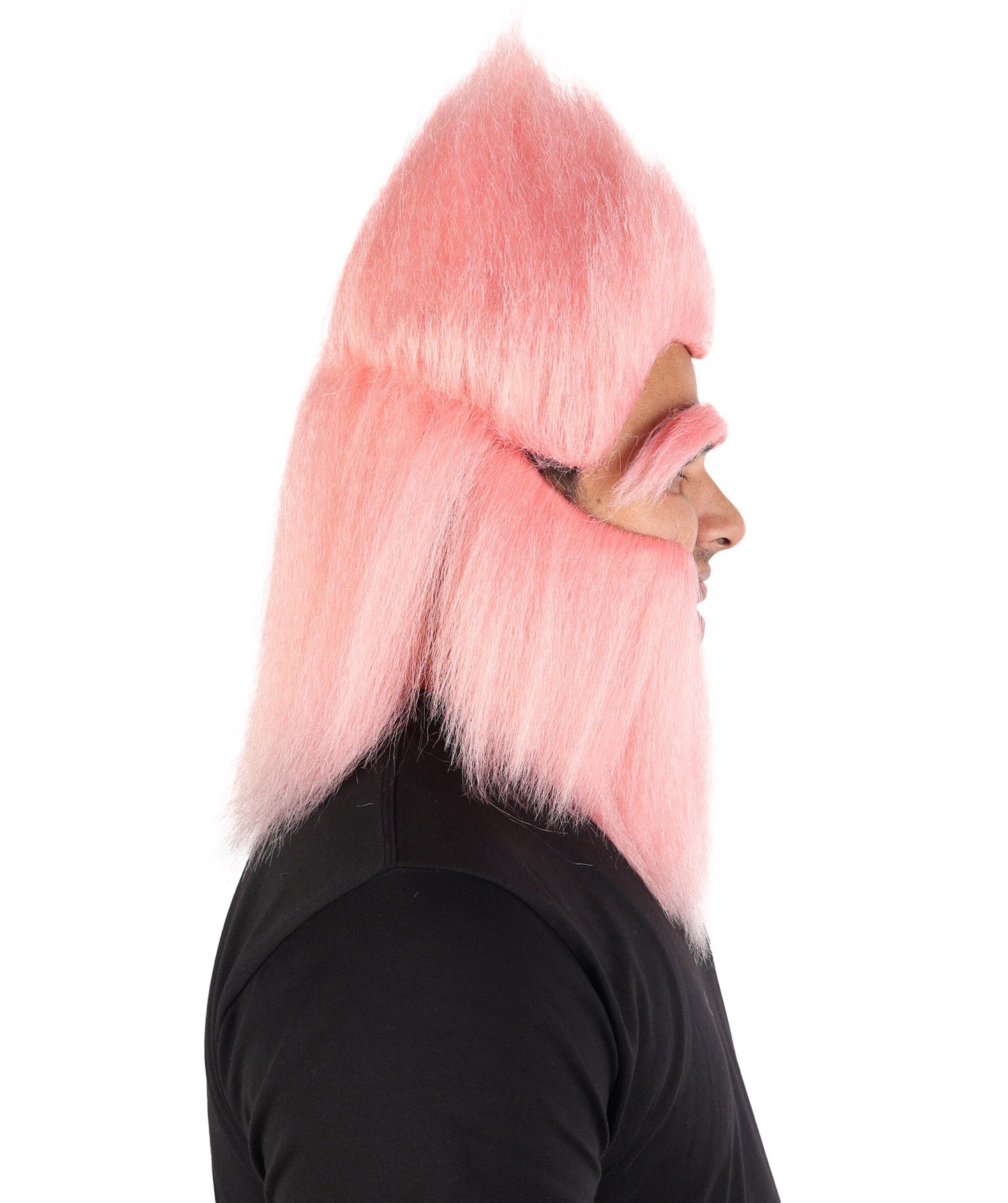 Adult Men’s Pink Monster Wig with Beard and Eyebrows | Hairpiece with Fake Facial Accessories | Ideal for Halloween, Cosplay & Parties
