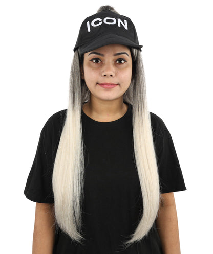 Women’s Celebrity-Inspired High Ponytail Wig | Extra Long Silver Grey Costume Hair with Breathable Cap | Ideal for Halloween and Cosplay