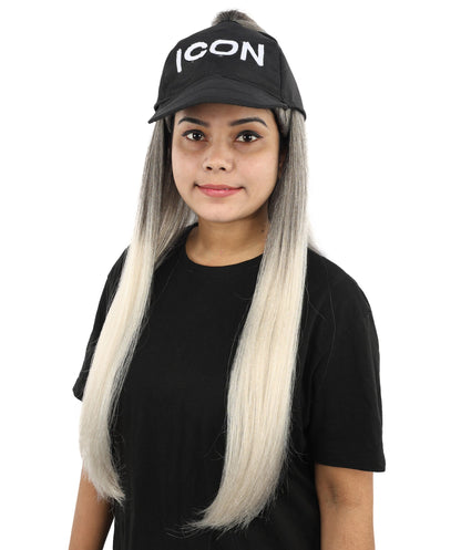 Women’s Celebrity-Inspired High Ponytail Wig | Extra Long Silver Grey Costume Hair with Breathable Cap | Ideal for Halloween and Cosplay