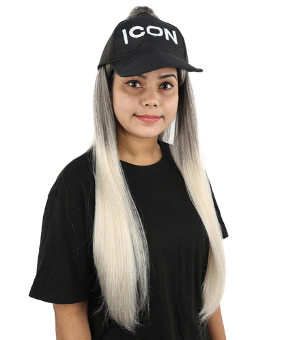 Women’s Celebrity-Inspired High Ponytail Wig | Extra Long Silver Grey Costume Hair with Breathable Cap | Ideal for Halloween and Cosplay
