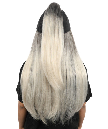 Women’s Celebrity-Inspired High Ponytail Wig | Extra Long Silver Grey Costume Hair with Breathable Cap | Ideal for Halloween and Cosplay