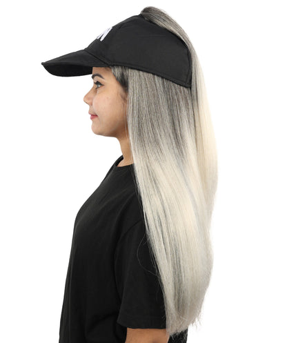 Women’s Celebrity-Inspired High Ponytail Wig | Extra Long Silver Grey Costume Hair with Breathable Cap | Ideal for Halloween and Cosplay