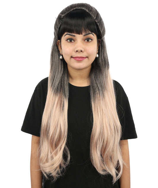 Women’s Pop Star Extra Long Dark Root Beige Blonde Ponytail Wig | Sleek Stage Style Costume Hair | Performance Accessory for Cosplay, Parties & Events