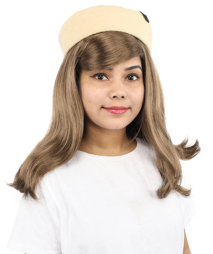 Women’s Sleek Brunette Side-Tie Wig | Long Brown Glam Pop Style Costume Hair with Breathable Cap | Singer-inspired for Halloween, Cosplay or any Parties & Events