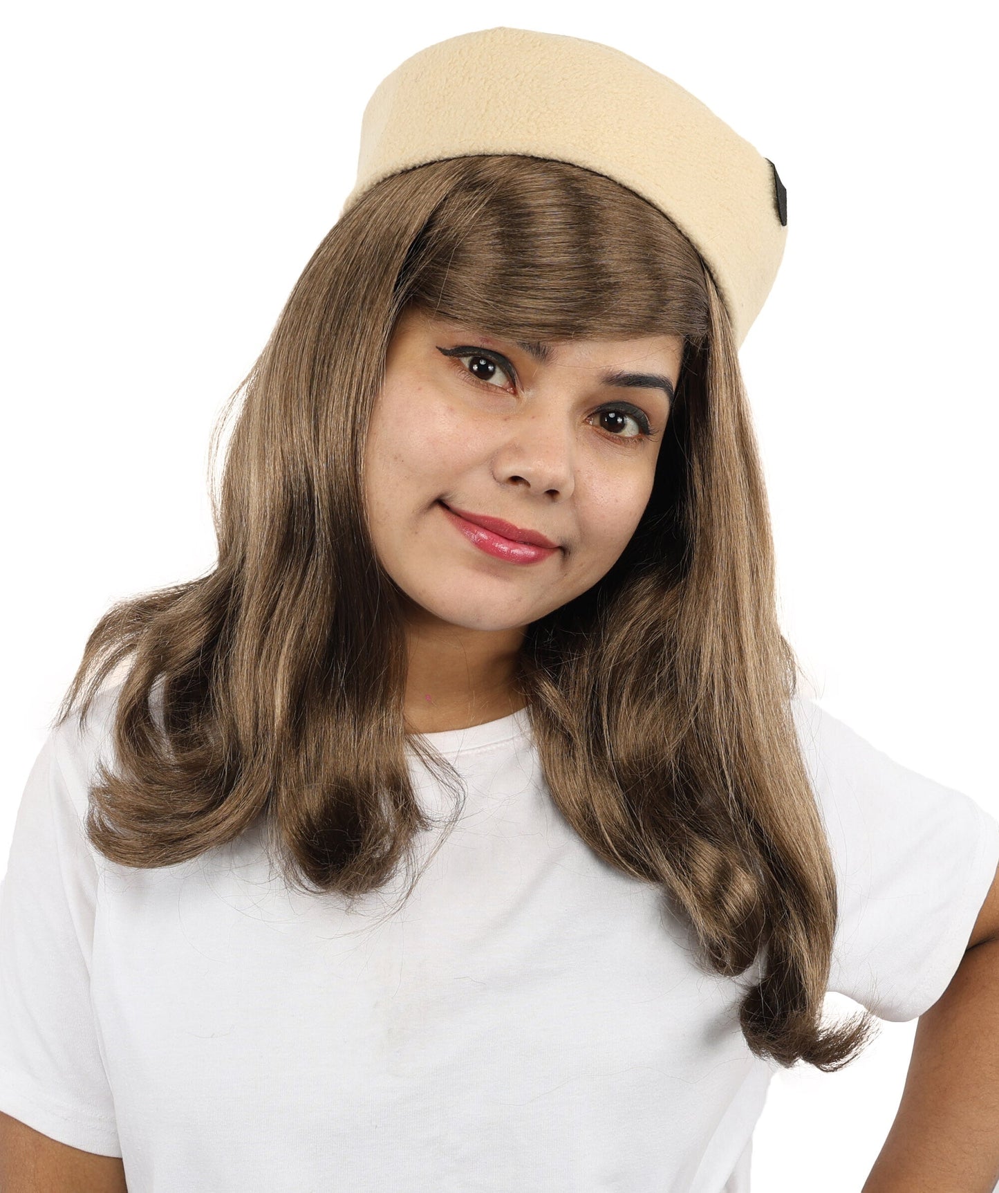 Women’s Sleek Brunette Side-Tie Wig | Long Brown Glam Pop Style Costume Hair with Breathable Cap | Singer-inspired for Halloween, Cosplay or any Parties & Events