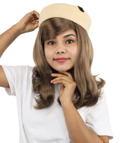 Women’s Sleek Brunette Side-Tie Wig | Long Brown Glam Pop Style Costume Hair with Breathable Cap | Singer-inspired for Halloween, Cosplay or any Parties & Events