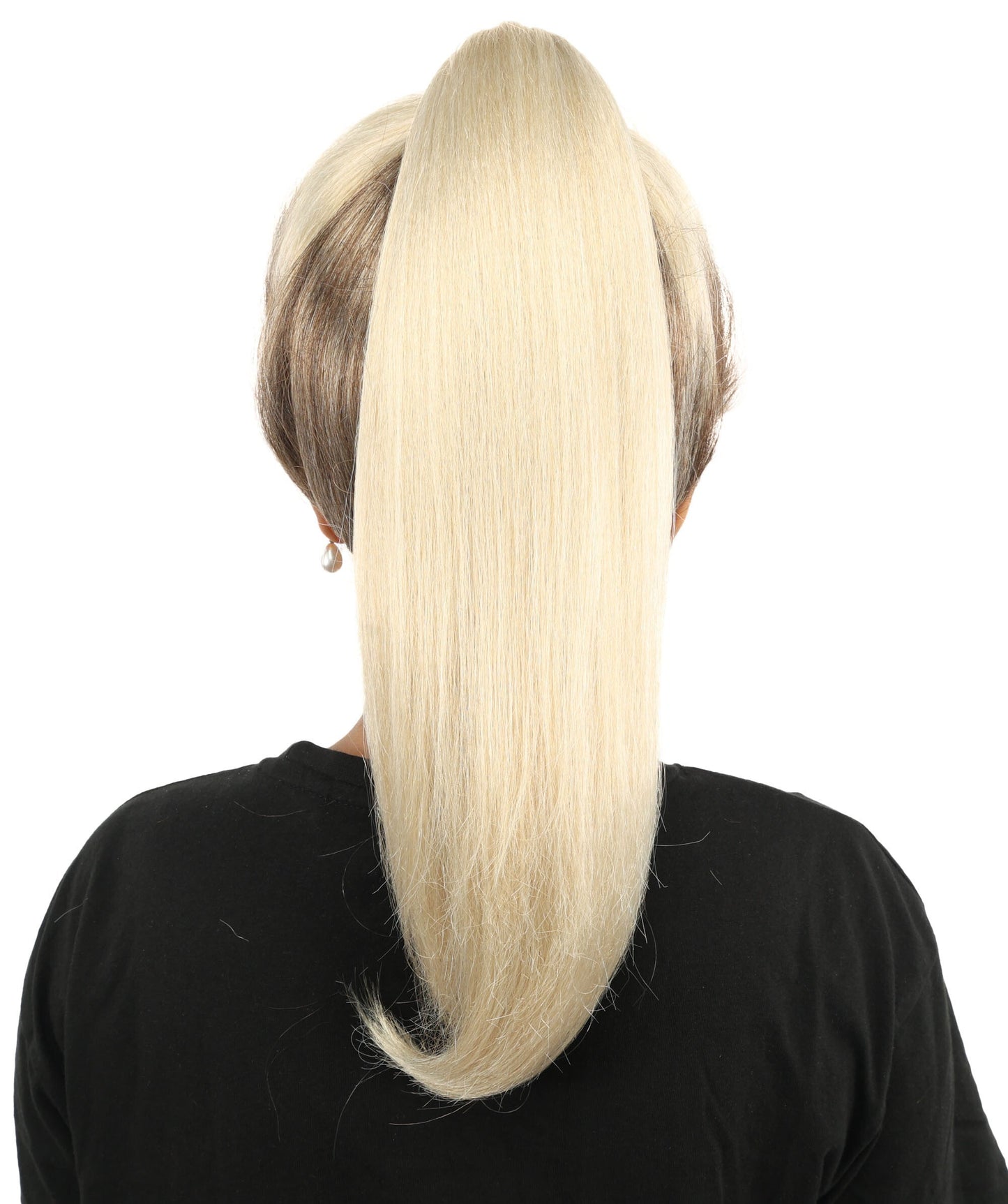 Women’s Blonde With Dark Roots Long Tactical Ponytail Wig | Action Heroine Straight Hair with Breathable Cap | Ideal for Halloween, Parties & Events
