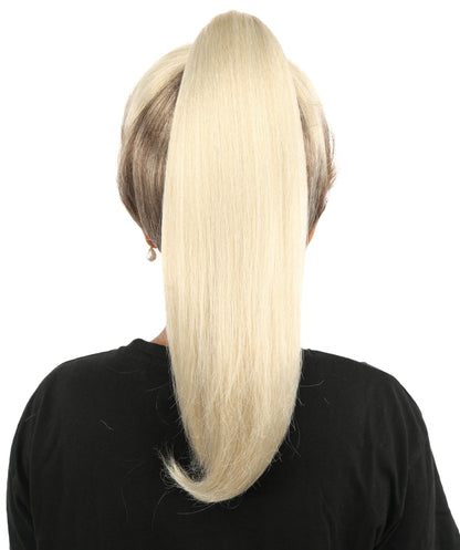 Women’s Blonde With Dark Roots Long Tactical Ponytail Wig | Action Heroine Straight Hair with Breathable Cap | Ideal for Halloween, Parties & Events