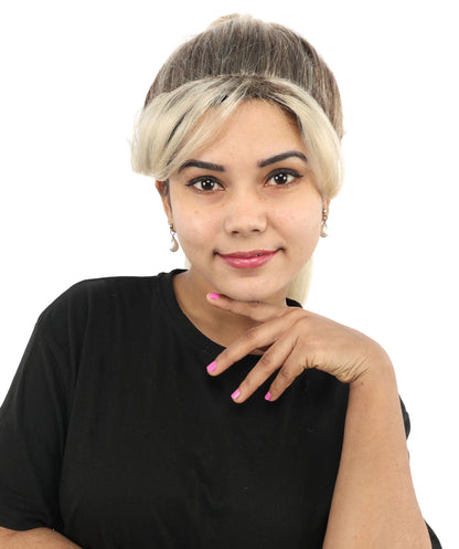 Women’s Blonde With Dark Roots Long Tactical Ponytail Wig | Action Heroine Straight Hair with Breathable Cap | Ideal for Halloween, Parties & Events