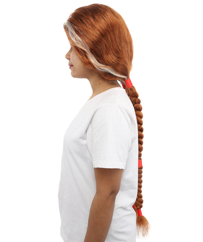 Women’s Fantasy Extra Long Copper Brown Braided Warrior Wig | Animated Character Inspired Hair with Breathable Cap | Ideal for Cosplay, Halloween & Themed Events
