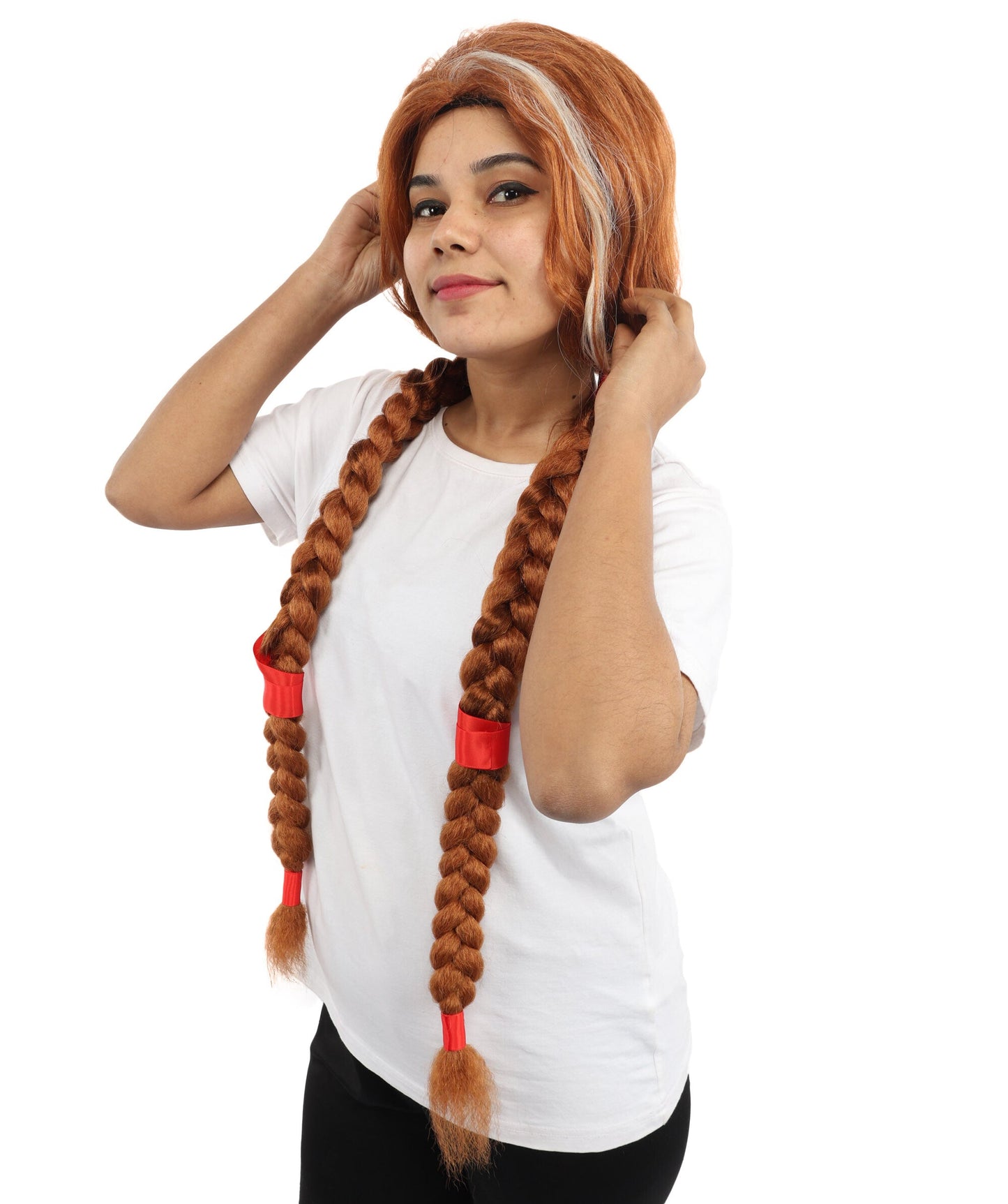 Women’s Fantasy Extra Long Copper Brown Braided Warrior Wig | Animated Character Inspired Hair with Breathable Cap | Ideal for Cosplay, Halloween & Themed Events
