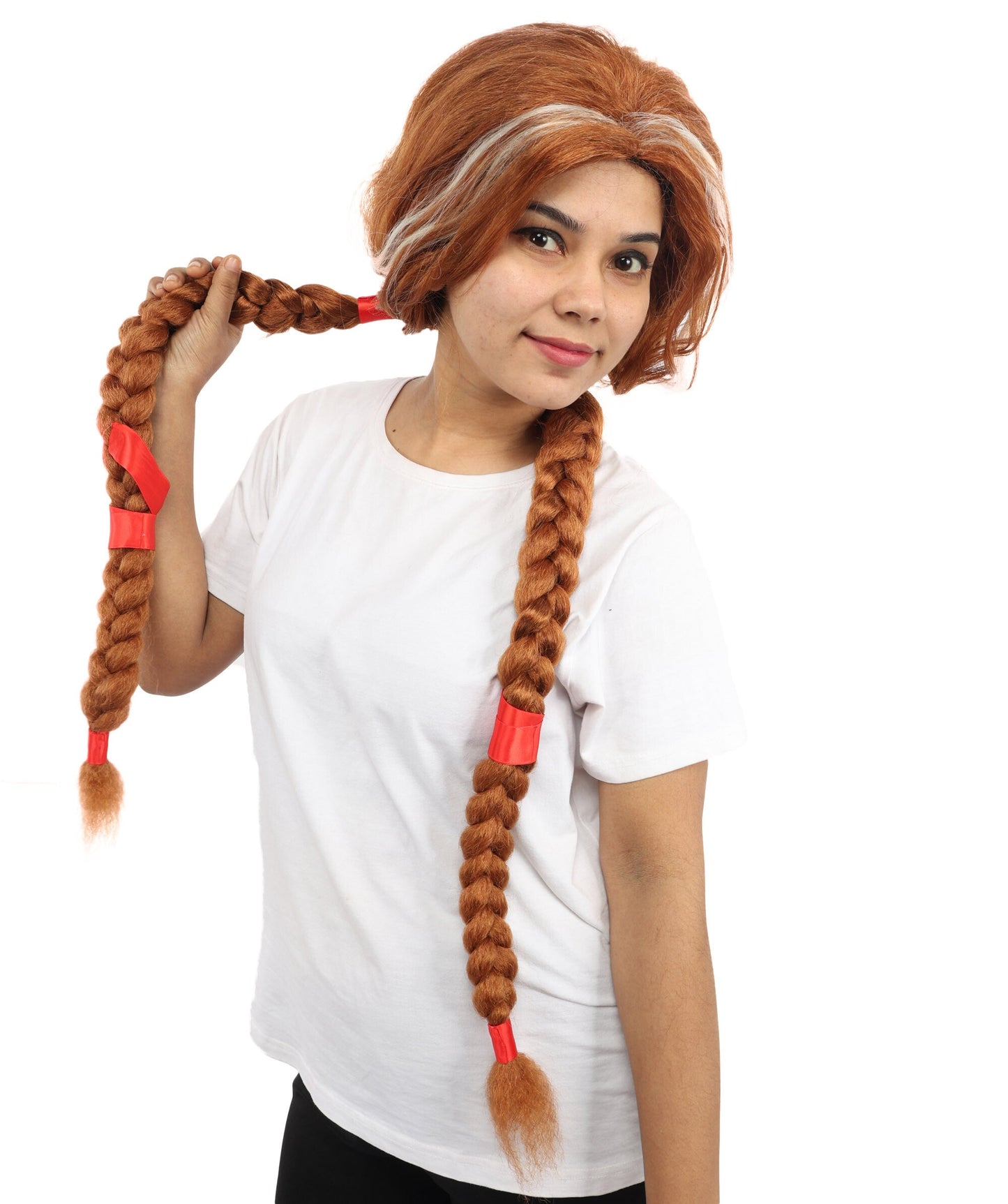 Women’s Fantasy Extra Long Copper Brown Braided Warrior Wig | Animated Character Inspired Hair with Breathable Cap | Ideal for Cosplay, Halloween & Themed Events