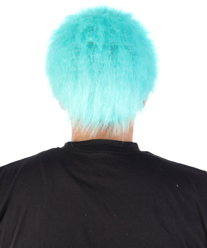 Men’s Blue Spiky Samurai Wig | Short Anime Style Hair with Capless Cap | Ideal for Halloween and Cosplay | HPO