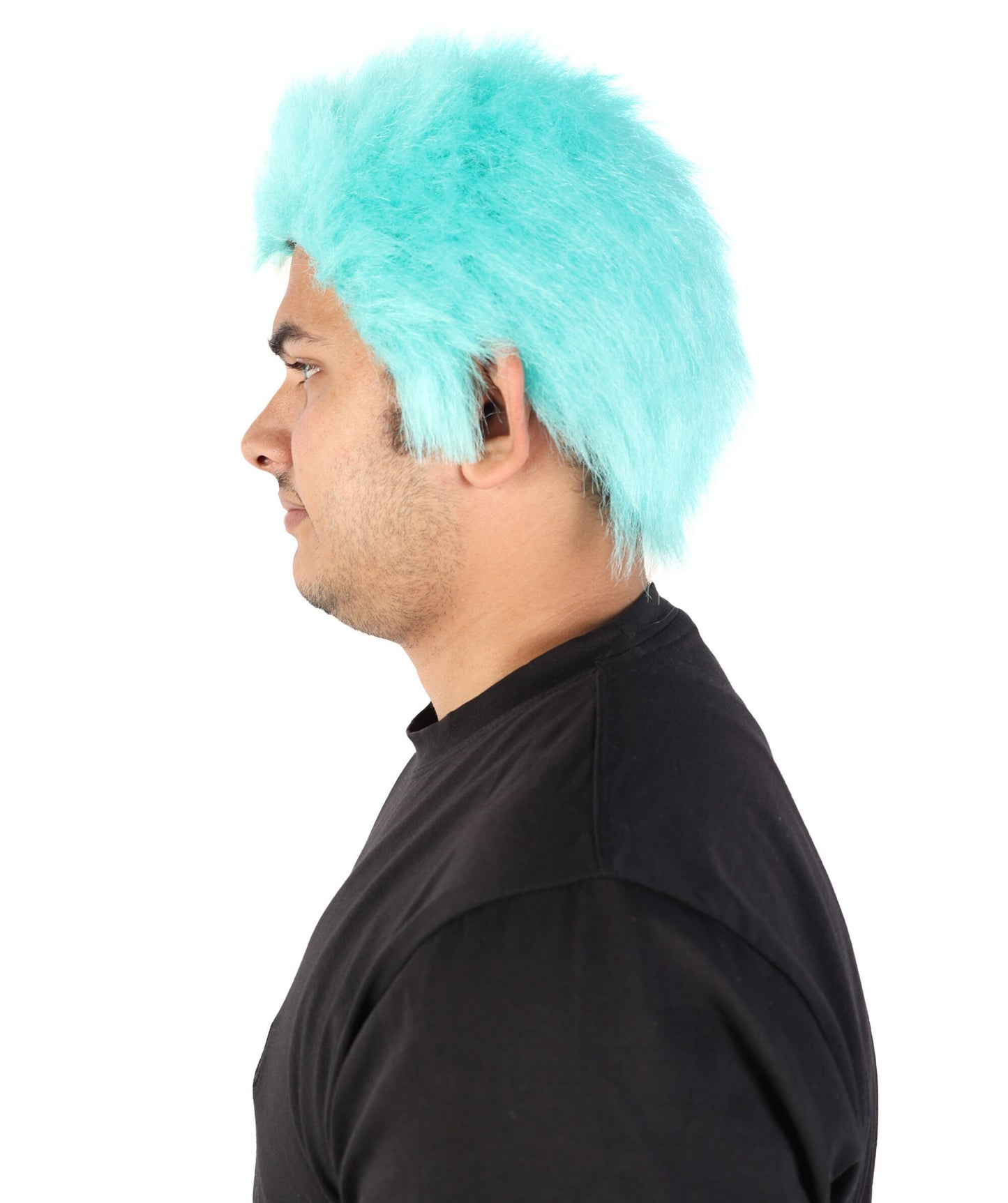 Men’s Blue Spiky Samurai Wig | Short Anime Style Hair with Capless Cap | Ideal for Halloween and Cosplay | HPO
