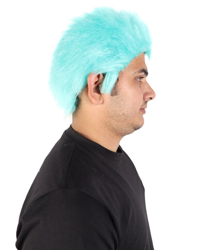 Men’s Blue Spiky Samurai Wig | Short Anime Style Hair with Capless Cap | Ideal for Halloween and Cosplay | HPO