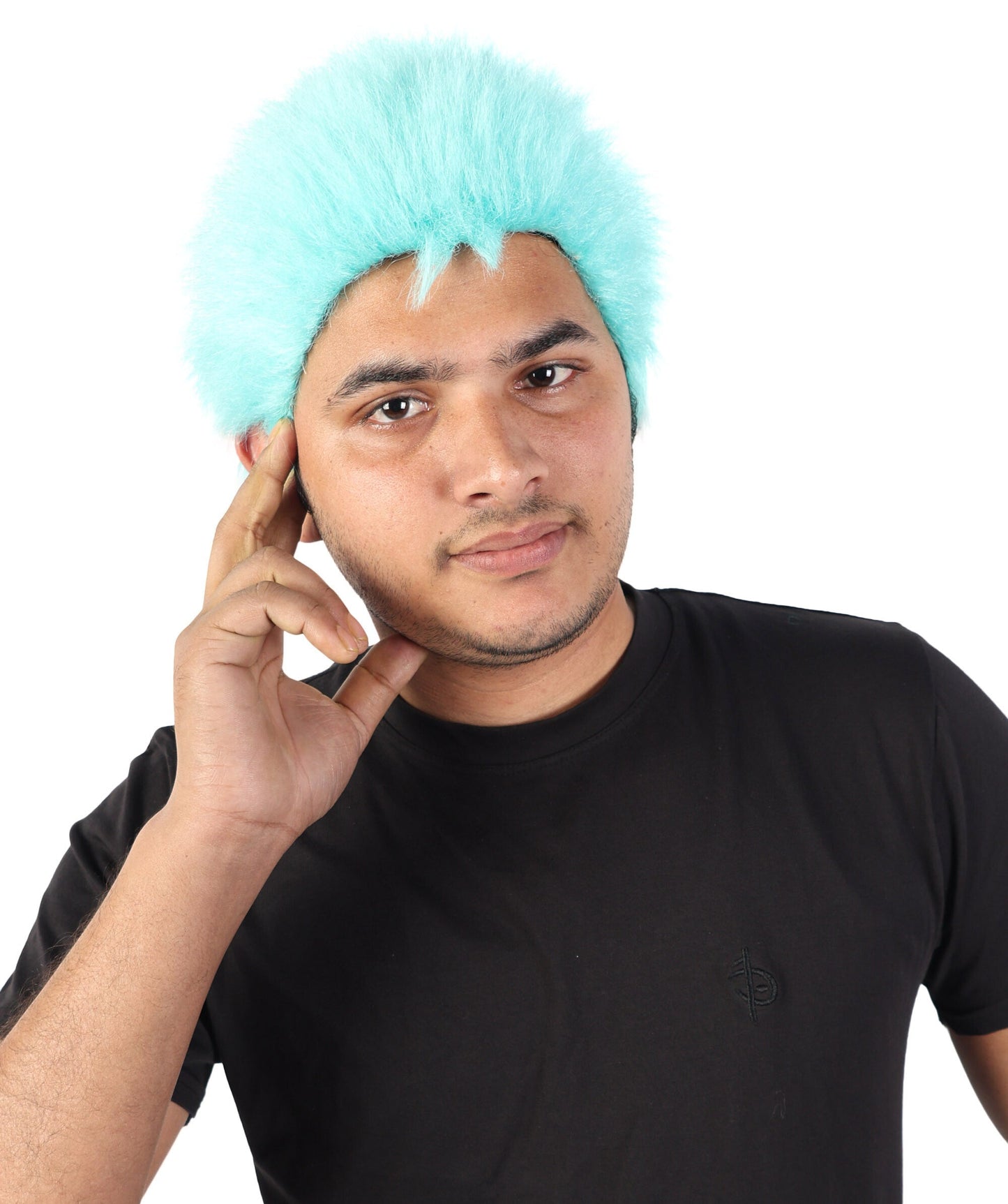 Men’s Blue Spiky Samurai Wig | Short Anime Style Hair with Capless Cap | Ideal for Halloween and Cosplay | HPO