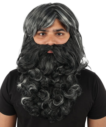 Men’s Grey Wizard Beard & Mustache Set | Fancy Costume Facial Hair for Adults | Ideal Accessory for Halloween, Cosplay & Themed Parties
