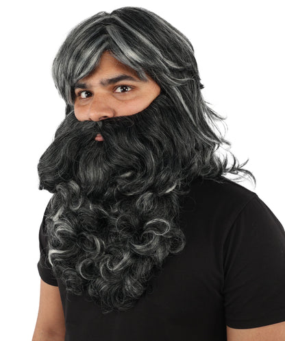 Men’s Grey Wizard Beard & Mustache Set | Fancy Costume Facial Hair for Adults | Ideal Accessory for Halloween, Cosplay & Themed Parties