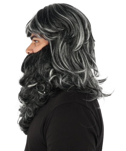 Men’s Grey Wizard Beard & Mustache Set | Fancy Costume Facial Hair for Adults | Ideal Accessory for Halloween, Cosplay & Themed Parties