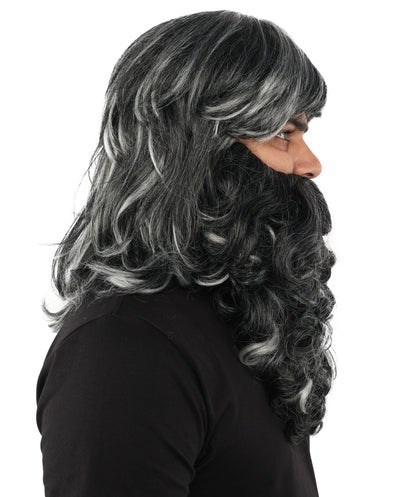 Men’s Grey Wizard Beard & Mustache Set | Fancy Costume Facial Hair for Adults | Ideal Accessory for Halloween, Cosplay & Themed Parties