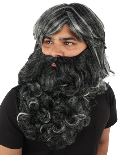 Men’s Grey Wizard Beard & Mustache Set | Fancy Costume Facial Hair for Adults | Ideal Accessory for Halloween, Cosplay & Themed Parties