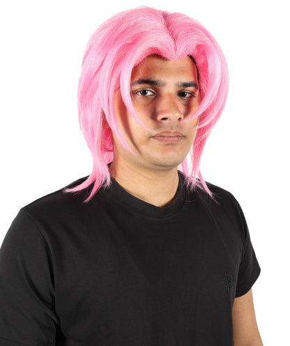 Men’s Fantasy Pink Straight Anime Wig | Long Cosplay Hair for Adults | Ideal for Halloween and Cosplay