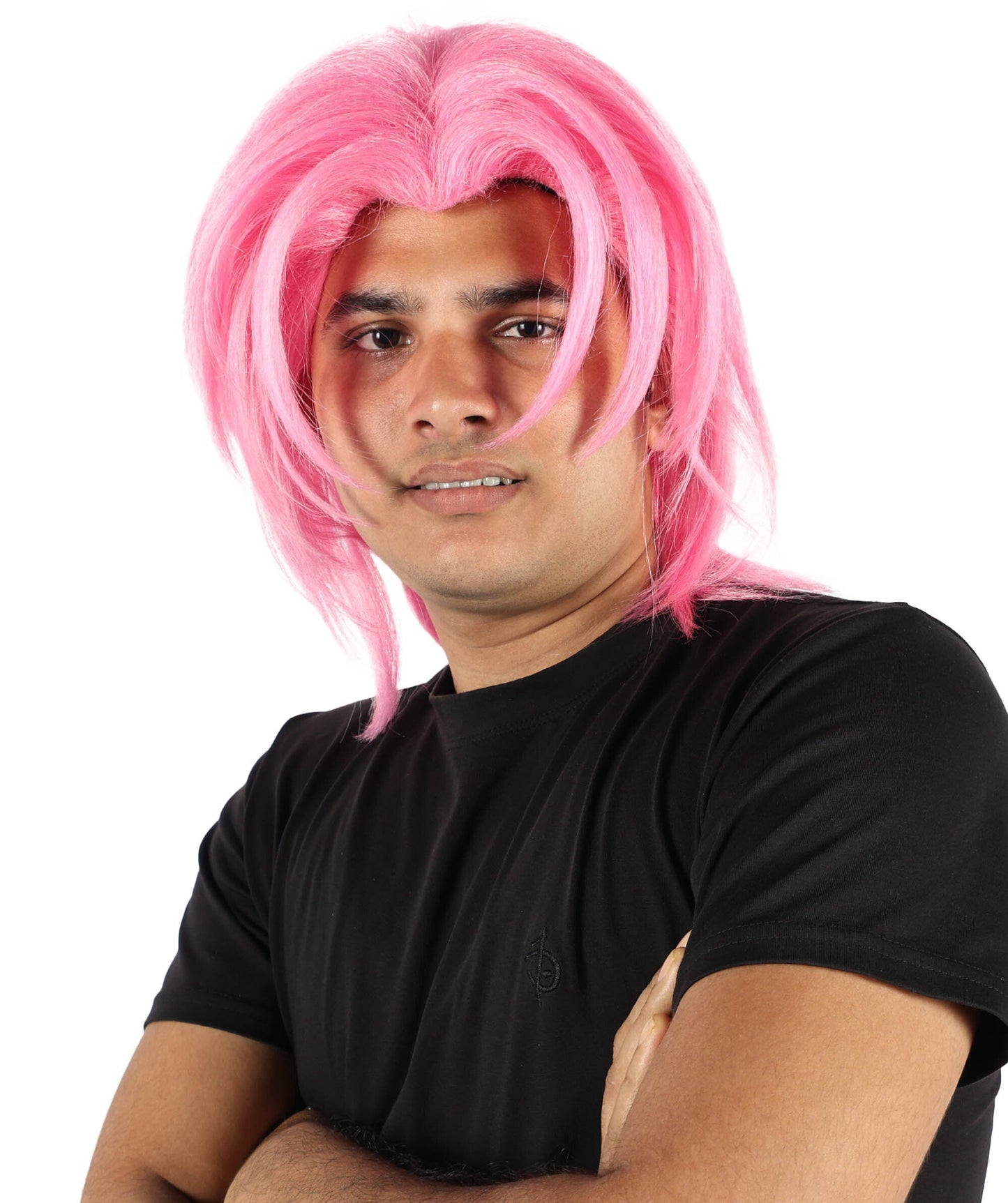 Men’s Fantasy Pink Straight Anime Wig | Long Cosplay Hair for Adults | Ideal for Halloween and Cosplay