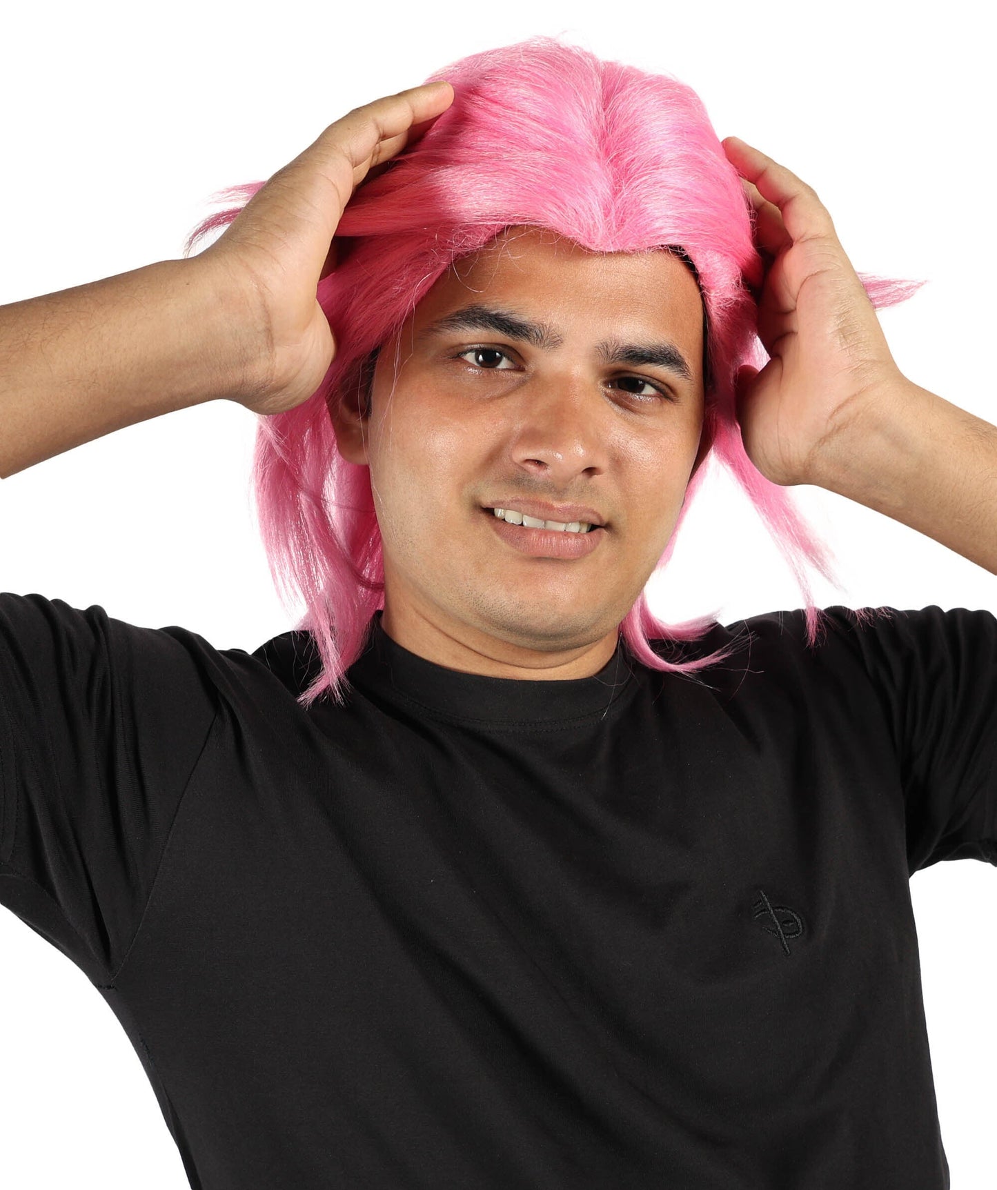 Men’s Fantasy Pink Straight Anime Wig | Long Cosplay Hair for Adults | Ideal for Halloween and Cosplay