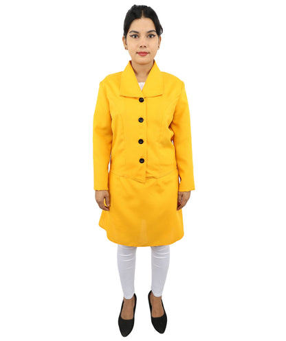 Adult Women's Retro Yellow & Black Skirt Suit Costume | 60s Style Pop Star Cropped Blazer and Mini Skirt Set | Music Video Halloween Cosplay Stage Performance Wardrobe Piece