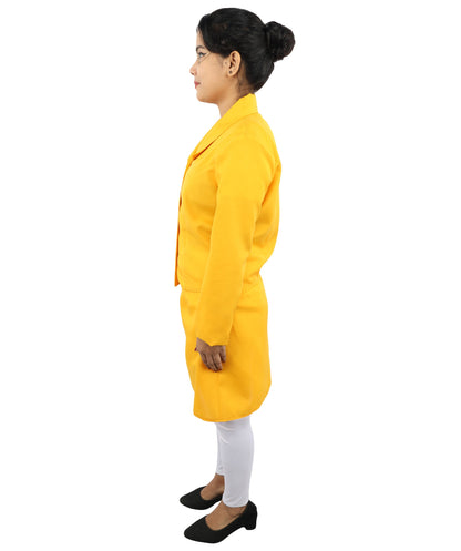 Adult Women's Retro Yellow & Black Skirt Suit Costume | 60s Style Pop Star Cropped Blazer and Mini Skirt Set | Music Video Halloween Cosplay Stage Performance Wardrobe Piece