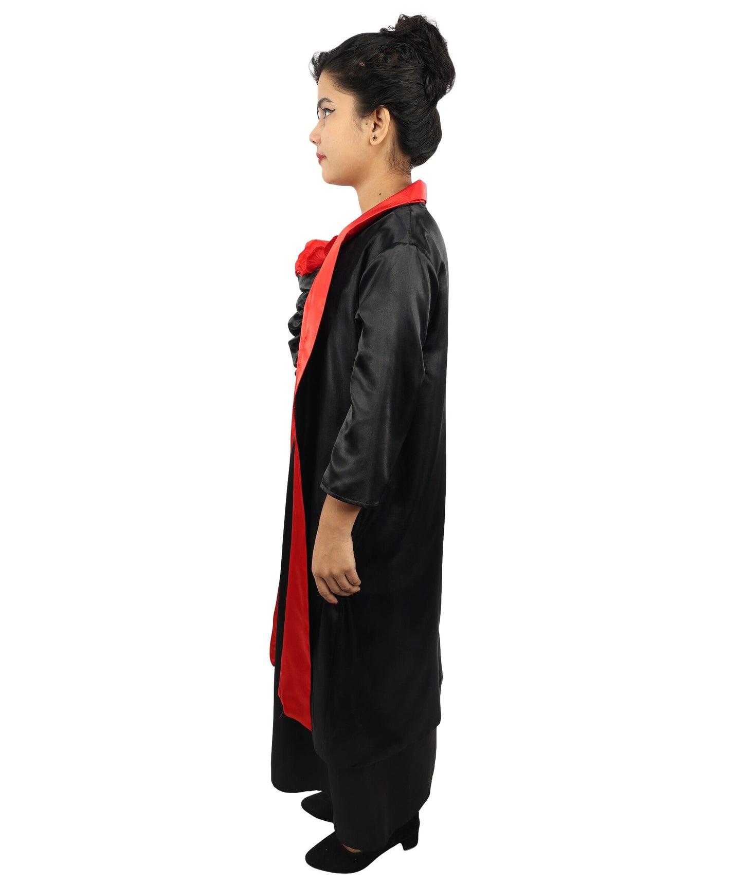 Adult Women's Elegant Red Rose Opera Dress | Classic Hollywood Pop Star Black Spaghetti Strap Gown Red Lining Shawl Set | Halloween Gala Cosplay Theater Performance Wardrobe Piece