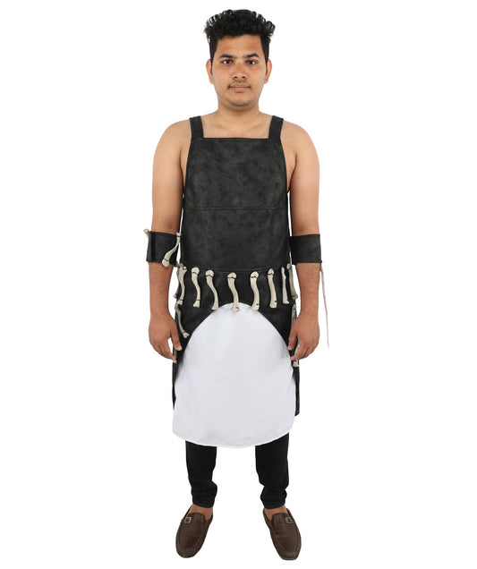 Men’s Dark Gothic Warrior Costume | Black & White Tactical Style Dress with Gloves | Ideal for Halloween, Cosplay & Themed Events