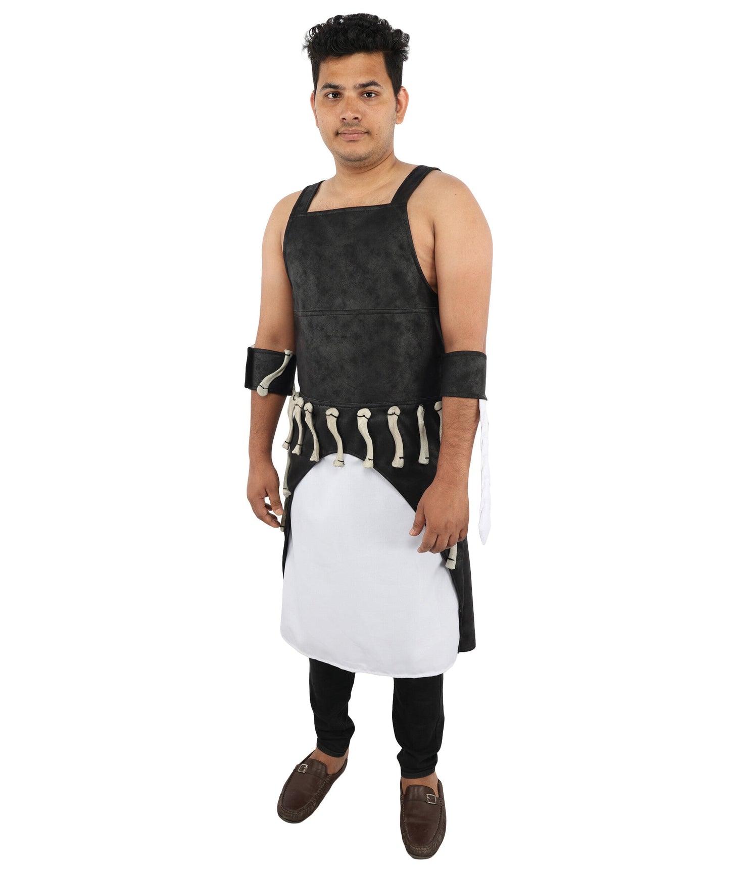 Men’s Dark Gothic Warrior Costume | Black & White Tactical Style Dress with Gloves | Ideal for Halloween, Cosplay & Themed Events