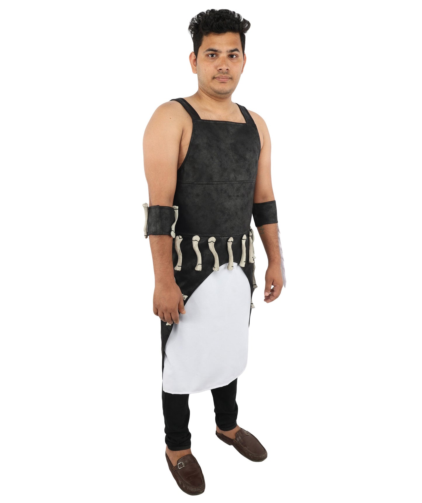 Men’s Dark Gothic Warrior Costume | Black & White Tactical Style Dress with Gloves | Ideal for Halloween, Cosplay & Themed Events