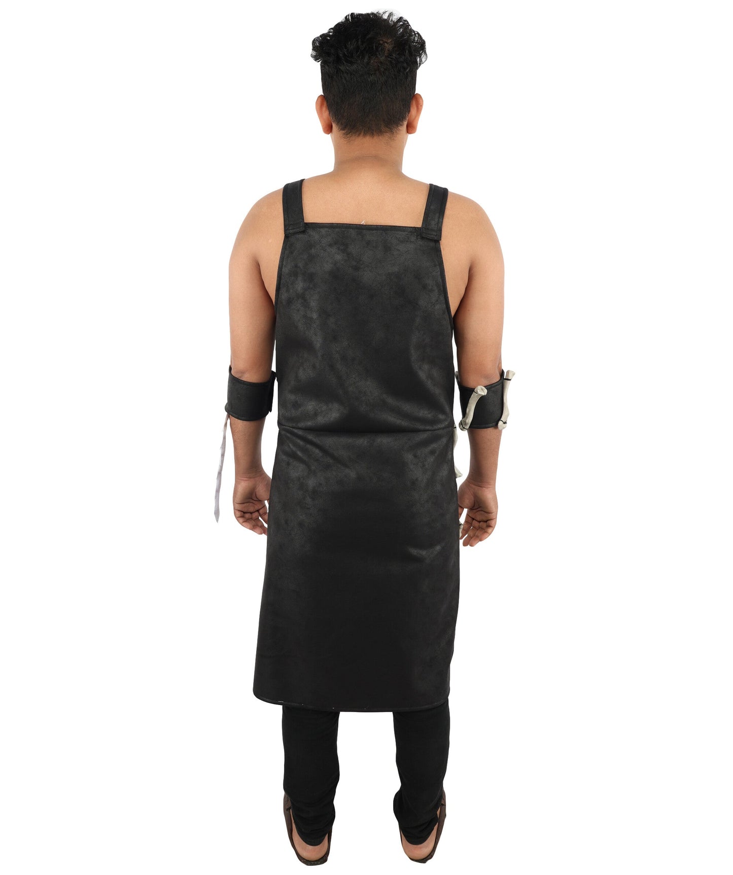 Men’s Dark Gothic Warrior Costume | Black & White Tactical Style Dress with Gloves | Ideal for Halloween, Cosplay & Themed Events