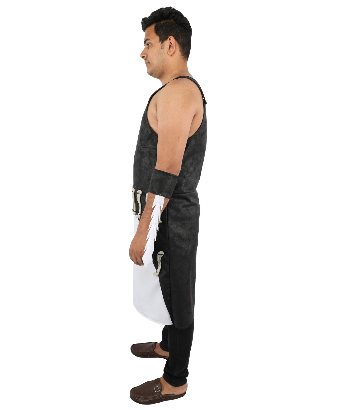 Men’s Dark Gothic Warrior Costume | Black & White Tactical Style Dress with Gloves | Ideal for Halloween, Cosplay & Themed Events