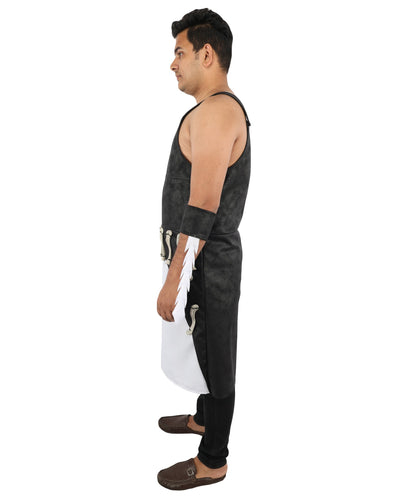 Men’s Dark Gothic Warrior Costume | Black & White Tactical Style Dress with Gloves | Ideal for Halloween, Cosplay & Themed Events