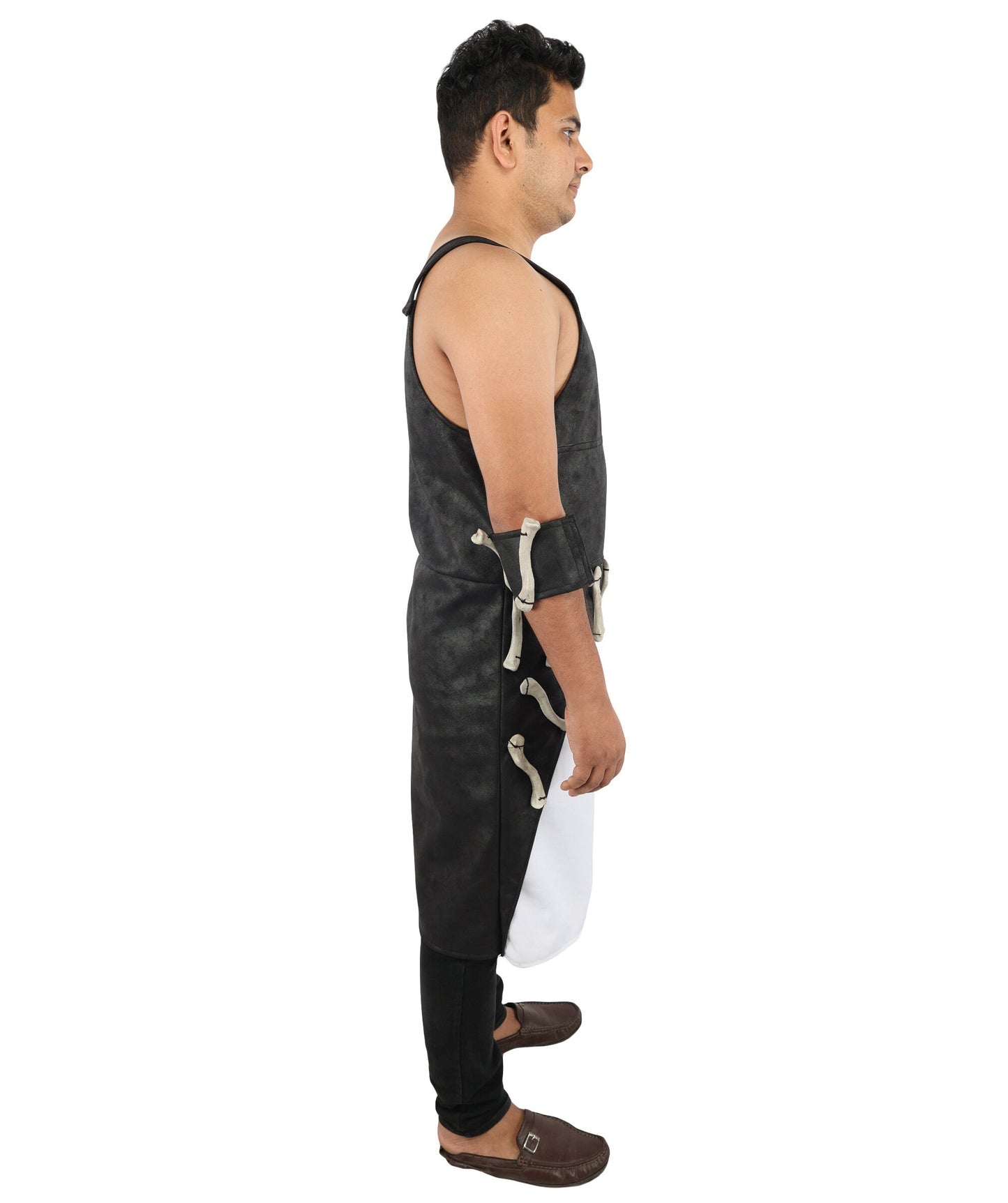 Men’s Dark Gothic Warrior Costume | Black & White Tactical Style Dress with Gloves | Ideal for Halloween, Cosplay & Themed Events