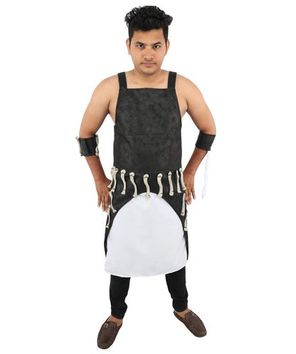 Men’s Dark Gothic Warrior Costume | Black & White Tactical Style Dress with Gloves | Ideal for Halloween, Cosplay & Themed Events