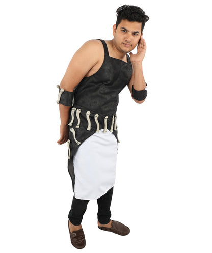 Men’s Dark Gothic Warrior Costume | Black & White Tactical Style Dress with Gloves | Ideal for Halloween, Cosplay & Themed Events